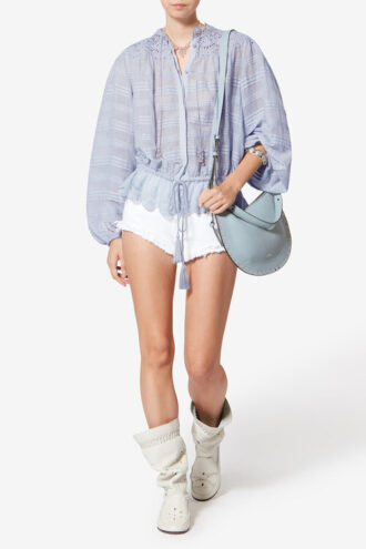 Blouse en coton et dentelle florale Polly