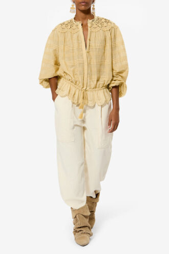Blouse en coton et dentelle florale Polly