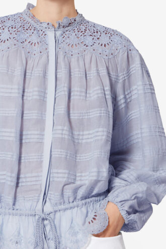 Blouse en coton et dentelle florale Polly