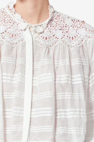 Blouse en coton et dentelle florale Polly