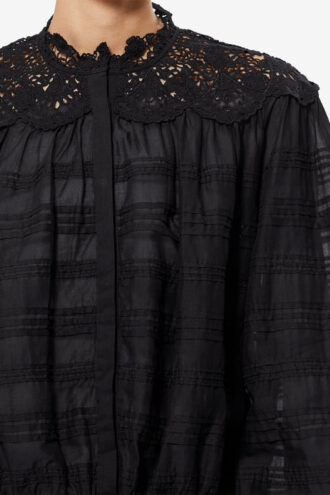 Blouse en coton et dentelle florale Polly
