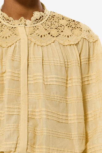 Blouse en coton et dentelle florale Polly