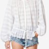 Blouse en coton et dentelle florale Polly