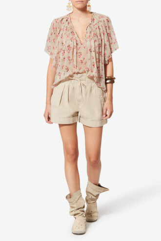Blouse en mousseline imprimée à manches courtes Neslya