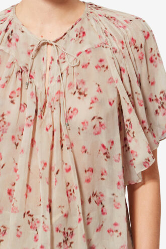 Blouse en mousseline imprimée à manches courtes Neslya