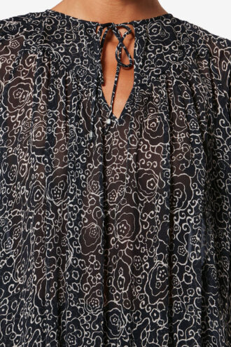 Blouse en mousseline imprimée à manches courtes Neslya