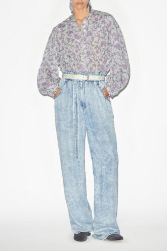 Blouse en voile de coton imprimé et froncé Salika