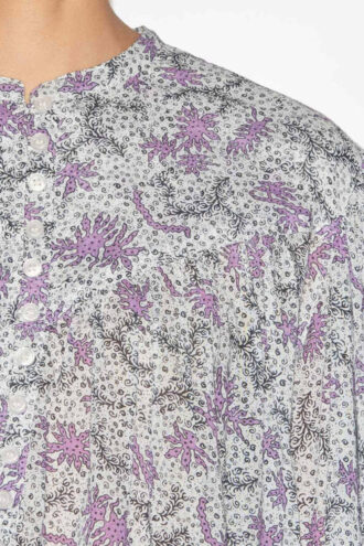 Blouse en voile de coton imprimé et froncé Salika