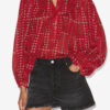 Blouse en voile de coton imprimé et froncé Salika Blouse en voile de coton imprimé et froncé Salika