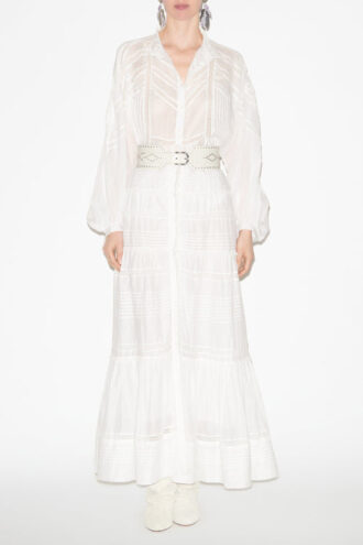 Blouse Gelma en voile de coton uni et dentelle