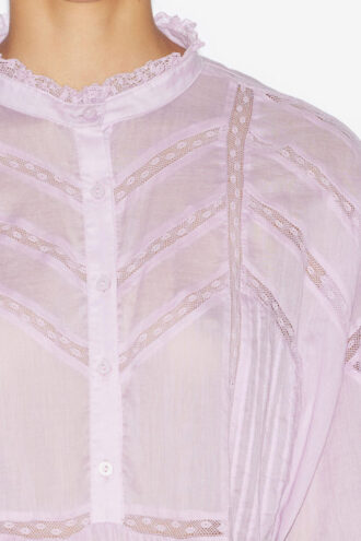 Blouse Gelma en voile de coton uni et dentelle