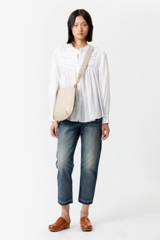Blouse Plalia en voile de coton uni froncé Blouse Plalia en voile de coton uni froncé