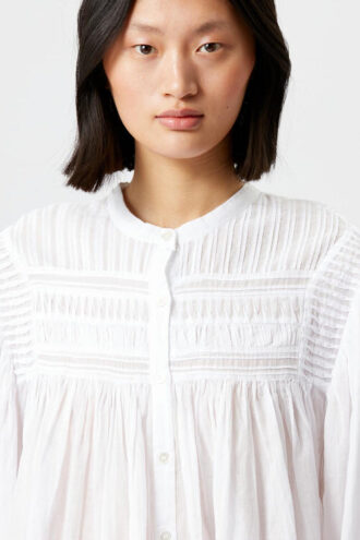 Blouse Plalia en voile de coton uni froncé Blouse Plalia en voile de coton uni froncé