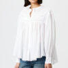 Blouse Plalia en voile de coton uni froncé Blouse Plalia en voile de coton uni froncé