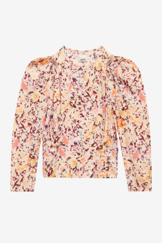 Blouse plissée Zarga en soie imprimée