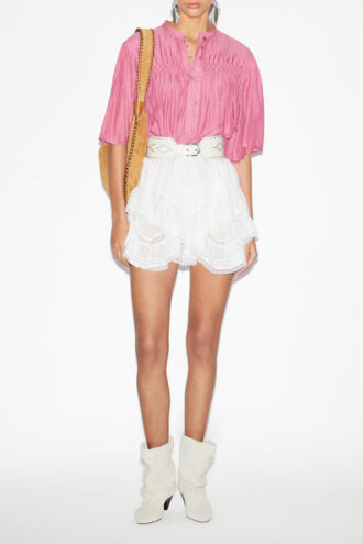 Blouse smockée Destiny en voile de coton uni Blouse smockée Destiny en voile de coton uni