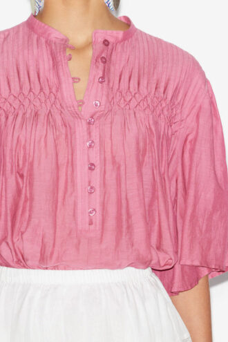 Blouse smockée Destiny en voile de coton uni Blouse smockée Destiny en voile de coton uni