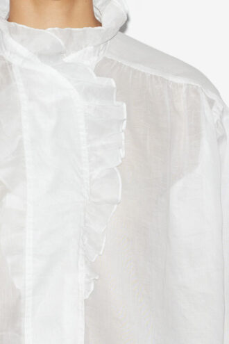 Blouse à volants Pamiala en voile de coton uni
