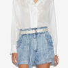 Blouse à volants Pamiala en voile de coton uni Blouse à volants Pamiala en voile de coton uni