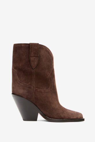 Bottes cowboy à talons hauts en cuir de veau suédé Leyane Bottes cowboy à talons hauts en cuir de veau suédé Leyane