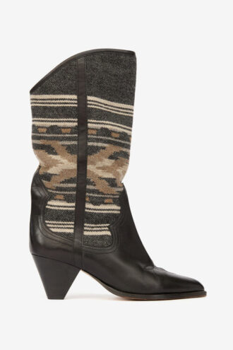 Bottes de cowboy en cuir et jacquard Lijita