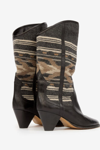 Bottes de cowboy en cuir et jacquard Lijita