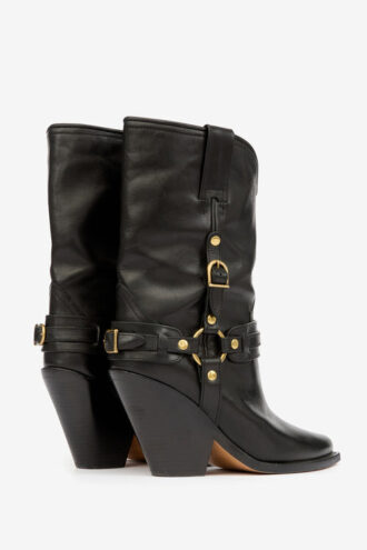 Bottes de cowboy en cuir Lyka avec lanières