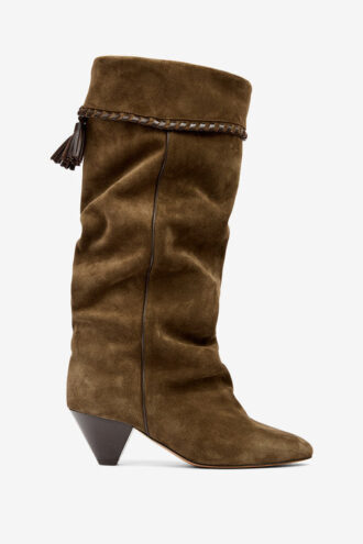 Bottes en cuir de veau suédé drapé Elita
