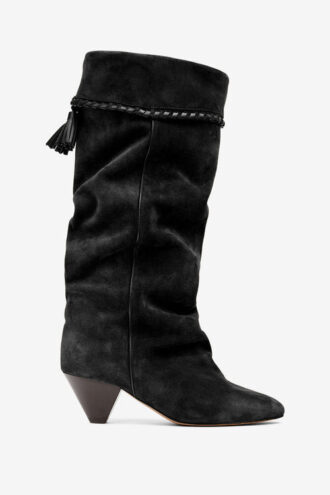 Bottes en cuir de veau suédé drapé Elita