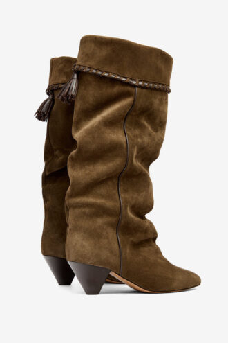 Bottes en cuir de veau suédé drapé Elita