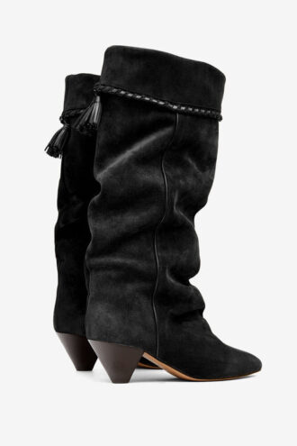 Bottes en cuir de veau suédé drapé Elita
