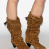 Bottes en cuir de veau suédé drapé Elita