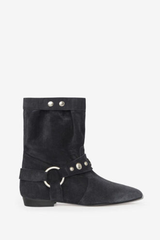 Bottes à talons plats Stania en cuir de veau suédé