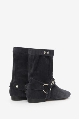 Bottes à talons plats Stania en cuir de veau suédé