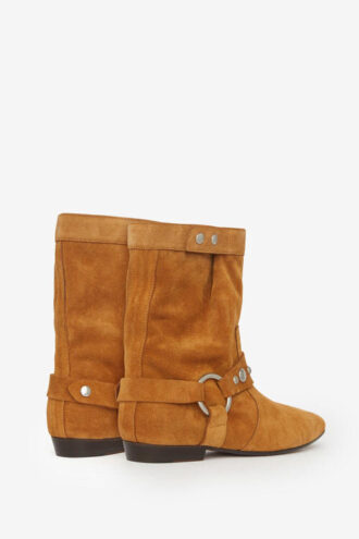 Bottes à talons plats Stania en cuir de veau suédé