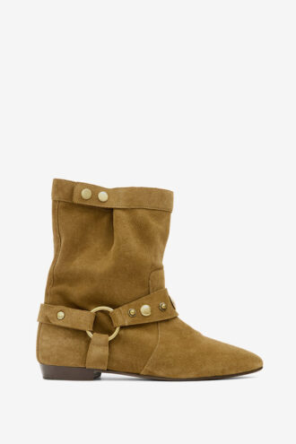 Bottines Stania à talons plats en cuir de veau suédé