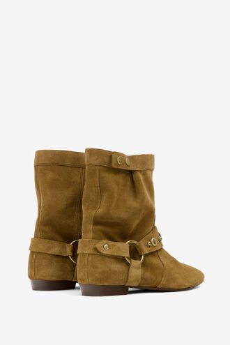 Bottines Stania à talons plats en cuir de veau suédé