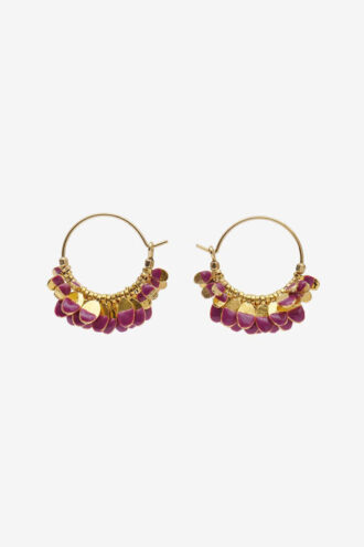 Boucles d&rsquo;oreilles créoles Casablanca avec pompons