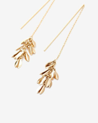 Boucles d&rsquo;oreilles métalliques brillantes en forme de feuilles