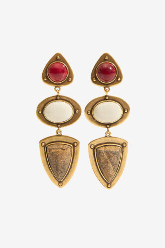 Boucles d&rsquo;oreilles pendantes Dees en laiton et pierre