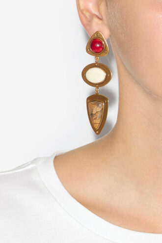 Boucles d&rsquo;oreilles pendantes Dees en laiton et pierre