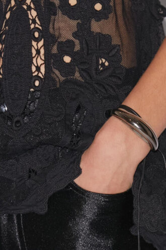 Bracelet en cuir Oyan avec perle oversize