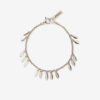 Bracelet en métal brillant avec pendentifs en forme de feuilles