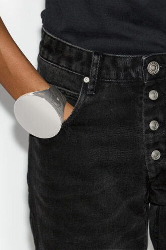 Bracelet manchette Quincy en laiton argenté