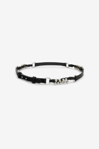 Ceinture en cuir Grimsby avec anneaux et clous