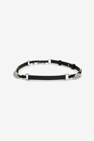 Ceinture en cuir Grimsby avec anneaux et clous