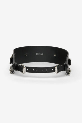 Ceinture large en cuir avec anneaux Brighton