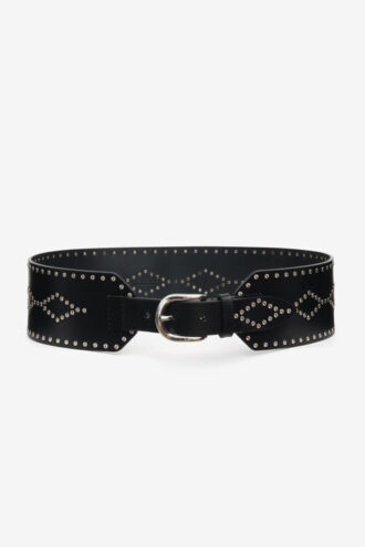 Ceinture large en cuir clouté Lucie