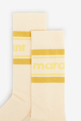 Chaussettes mi-mollet rayées sportives pour femme