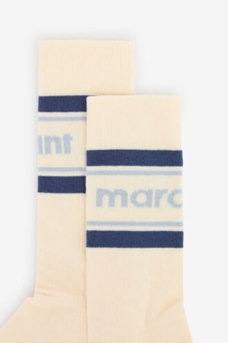 Chaussettes mi-mollet rayées sportives pour femme